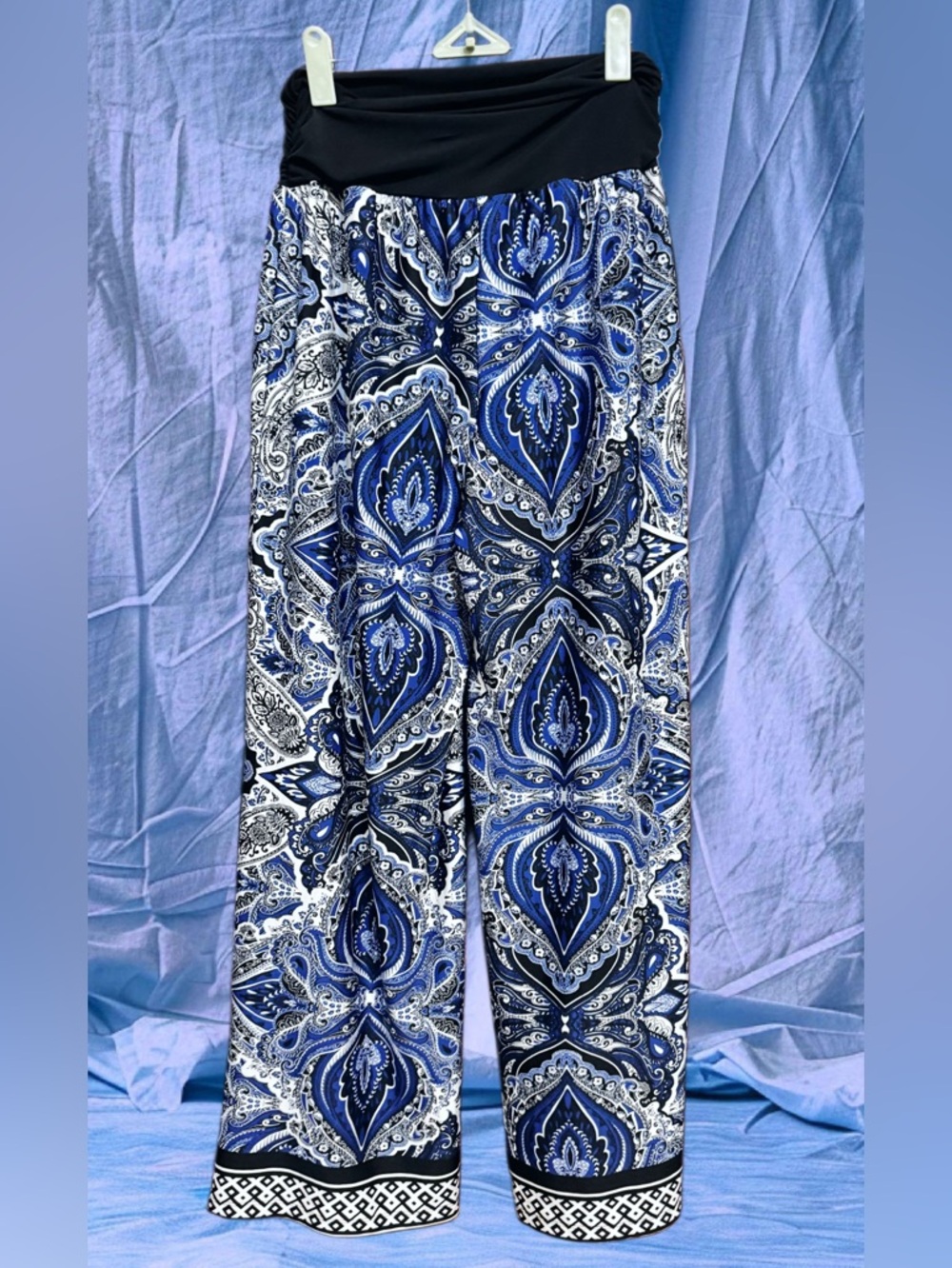 Apt. 9 Blue & Black Paisley Wide-Leg Lounge Pants size Medium